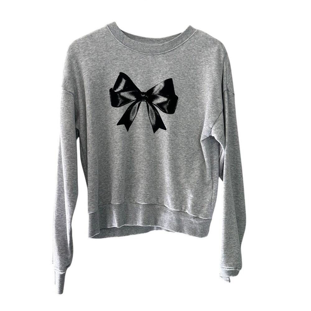 H&M Bow Gray and Black Sweatshirt size 16/18 kids
